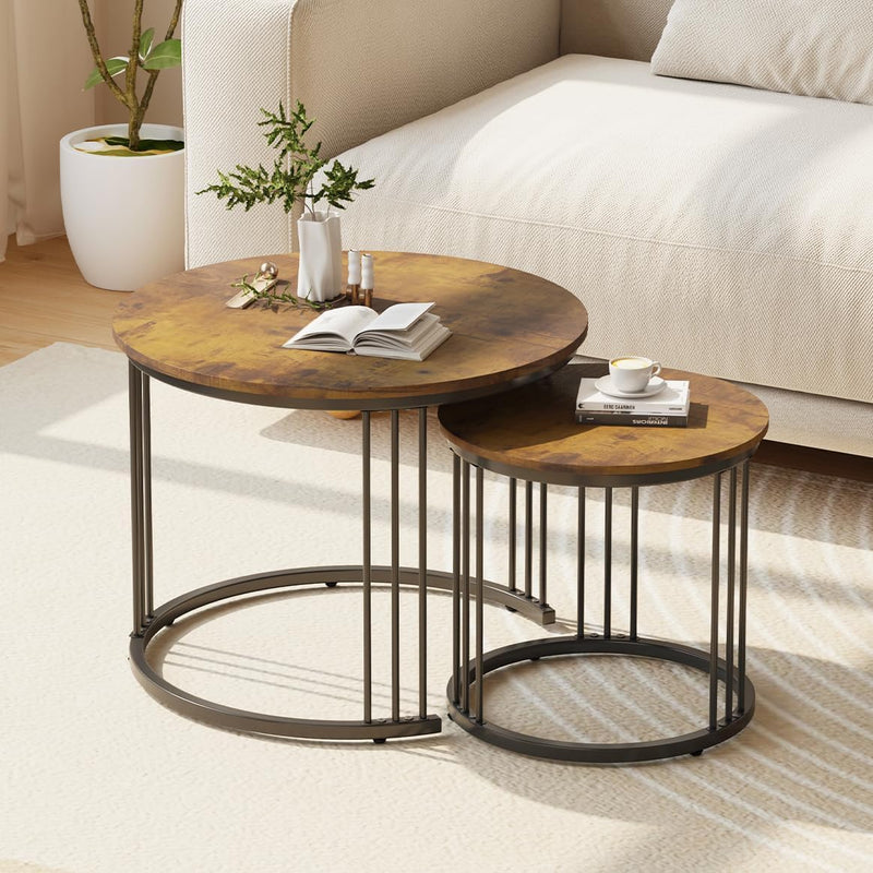 Round Coffee Tables End Table Nesting Side (Set of 2)