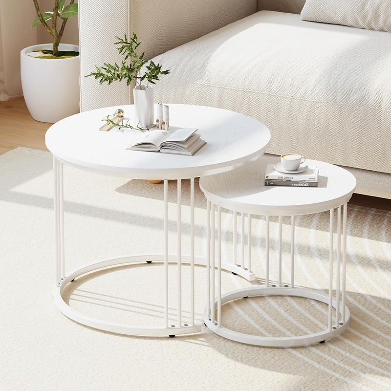 Round Coffee Tables End Table Nesting Side (Set of 2)