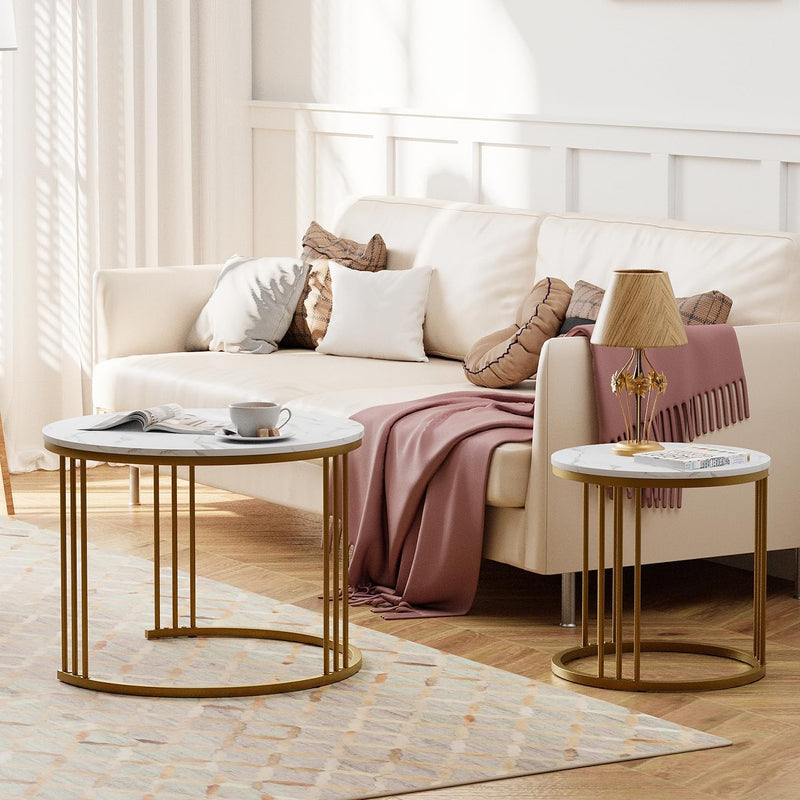 Round Coffee Tables End Table Nesting Side (Set of 2)