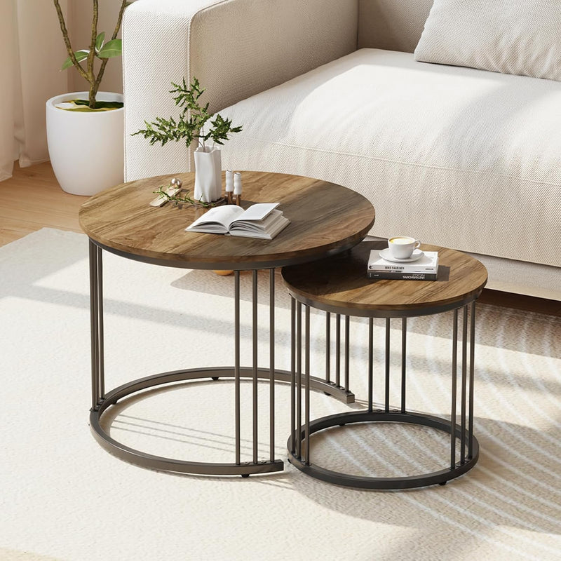 Round Coffee Tables End Table Nesting Side (Set of 2)