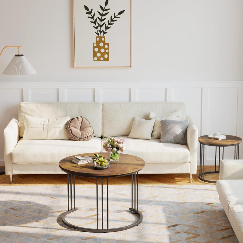 Round Coffee Tables End Table Nesting Side (Set of 2)
