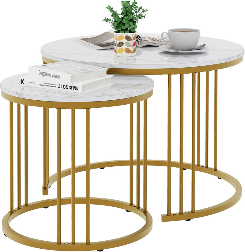 Round Coffee Tables End Table Nesting Side (Set of 2)