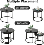 Round Coffee Tables End Table Nesting Side (Set of 2)
