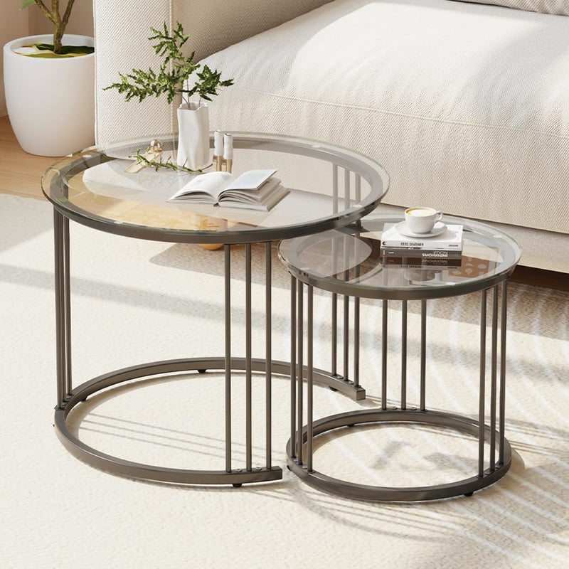 Round Coffee Tables End Table Nesting Side (Set of 2)