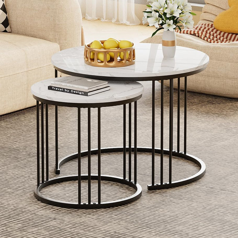 Round Coffee Tables End Table Nesting Side (Set of 2)