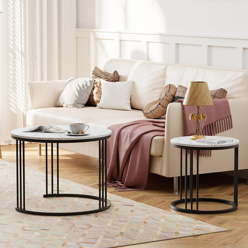 Round Coffee Tables End Table Nesting Side (Set of 2)