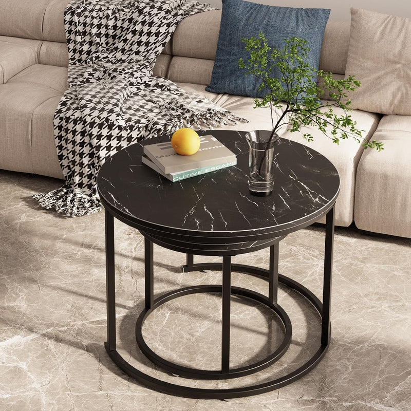 Round Coffee Tables End Table Nesting Side (Set of 2)