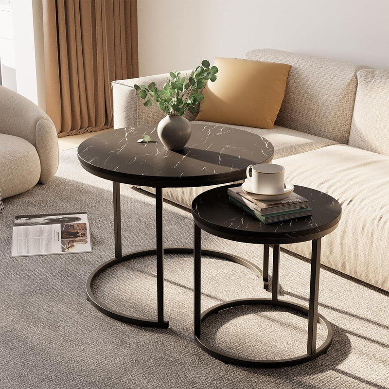 Round Coffee Tables End Table Nesting Side (Set of 2)