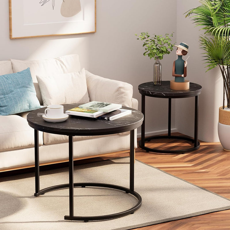 Round Coffee Tables End Table Nesting Side (Set of 2)