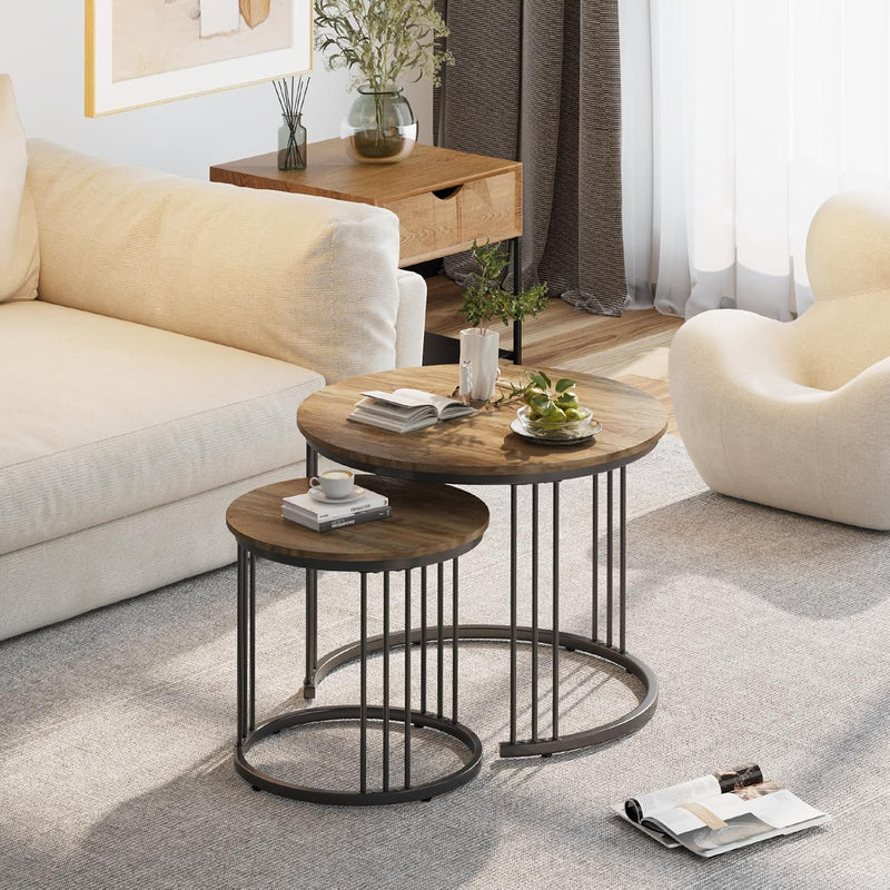 Round Coffee Tables End Table Nesting Side (Set of 2)