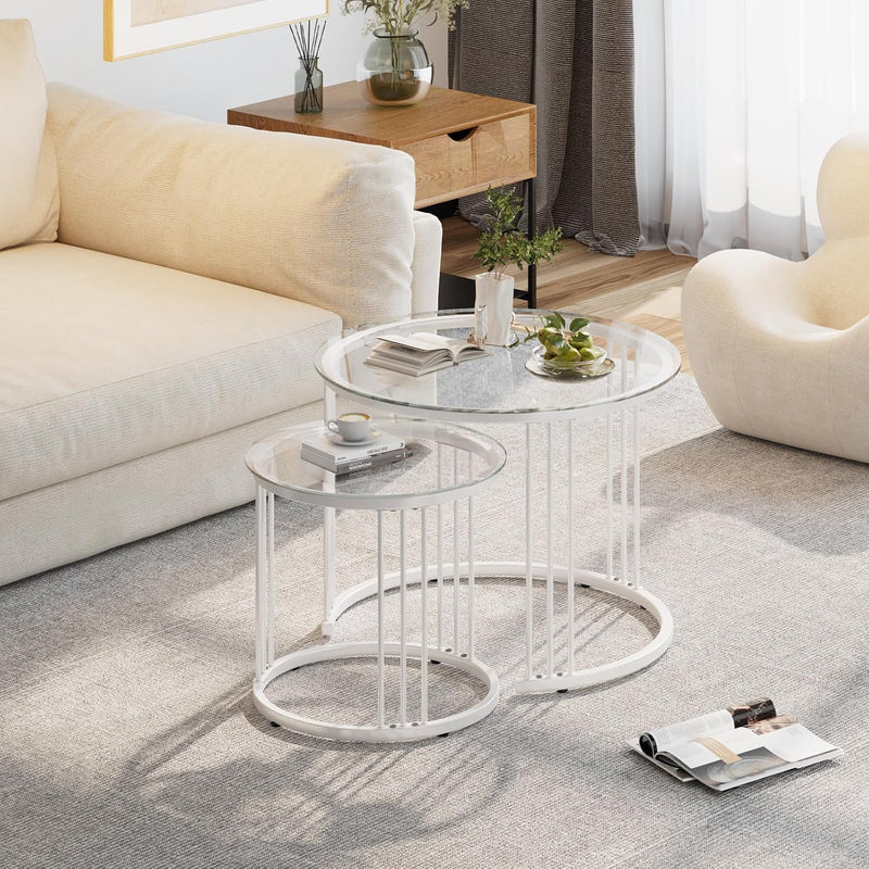 Round Coffee Tables End Table Nesting Side (Set of 2)