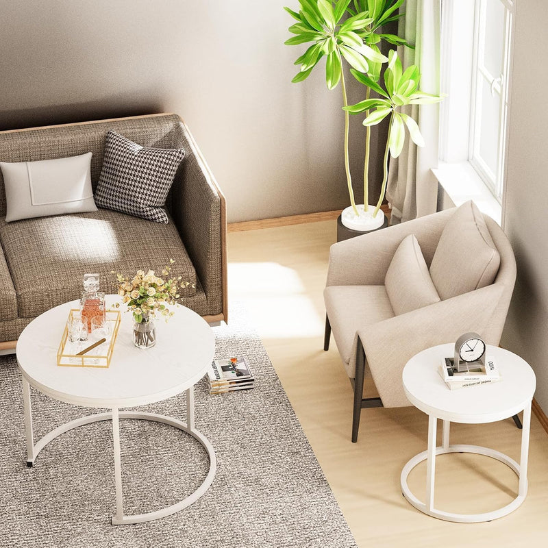 Round Coffee Tables End Table Nesting Side (Set of 2)