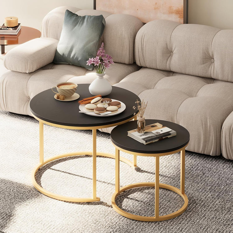 Round Coffee Tables End Table Nesting Side (Set of 2)