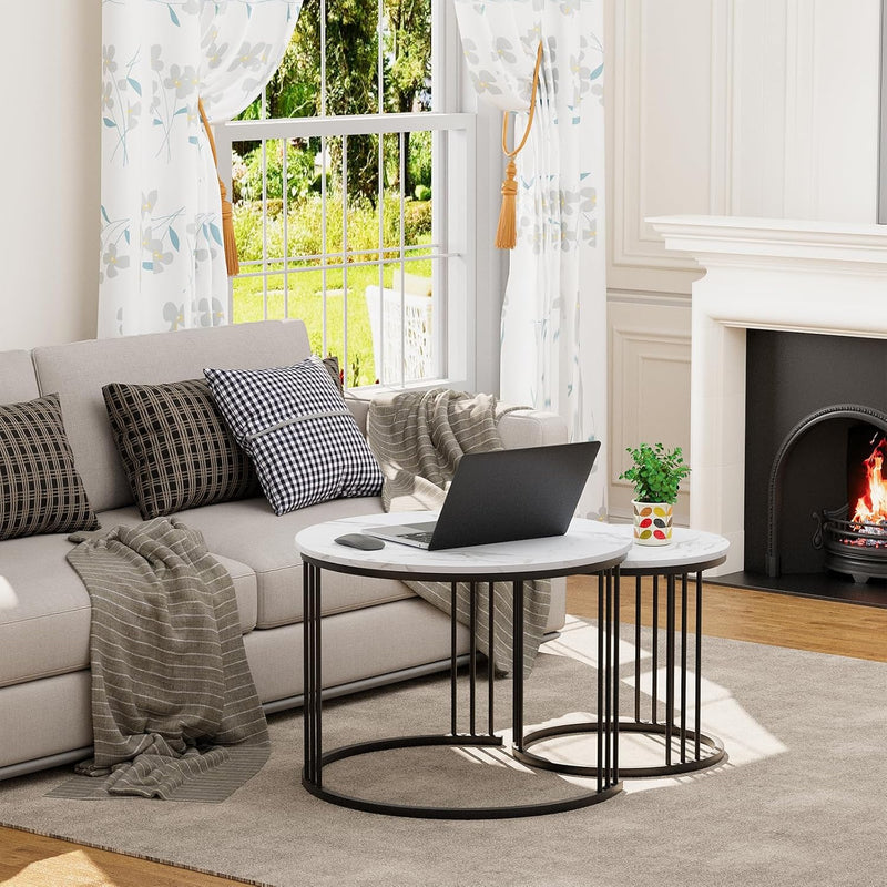 Round Coffee Tables End Table Nesting Side (Set of 2)