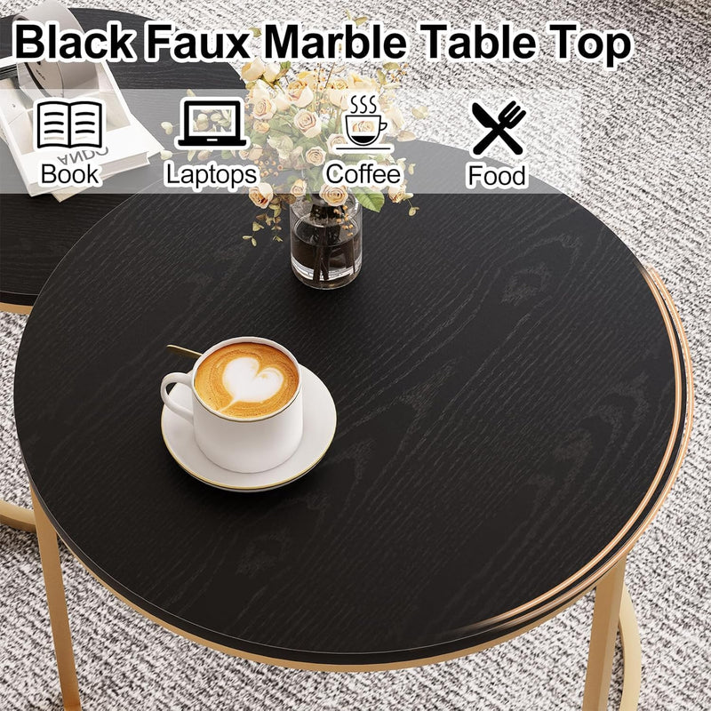 Round Coffee Tables End Table Nesting Side (Set of 2)