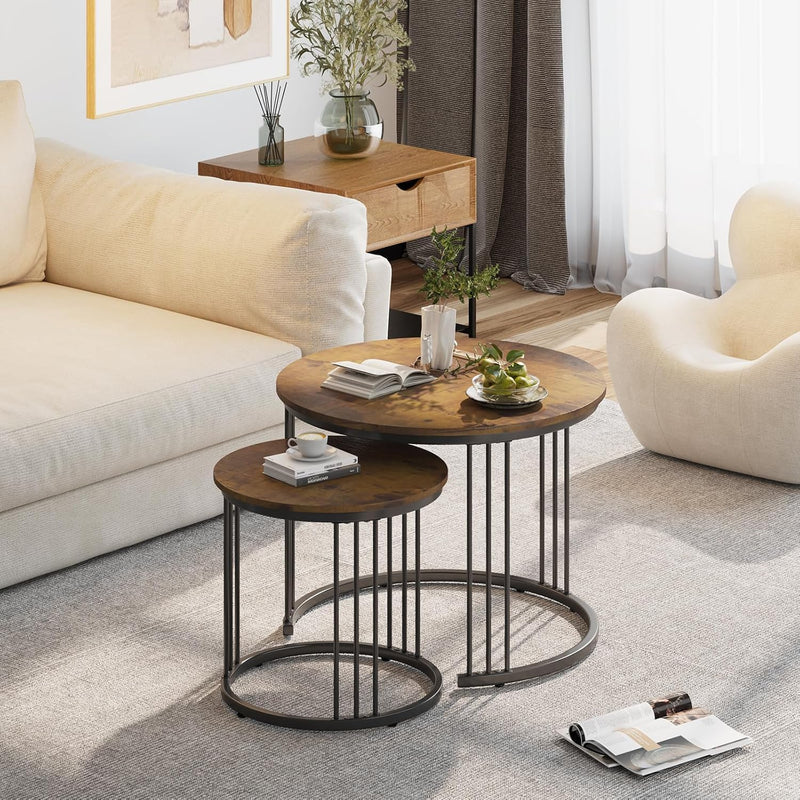 Round Coffee Tables End Table Nesting Side (Set of 2)