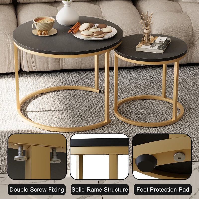 Round Coffee Tables End Table Nesting Side (Set of 2)