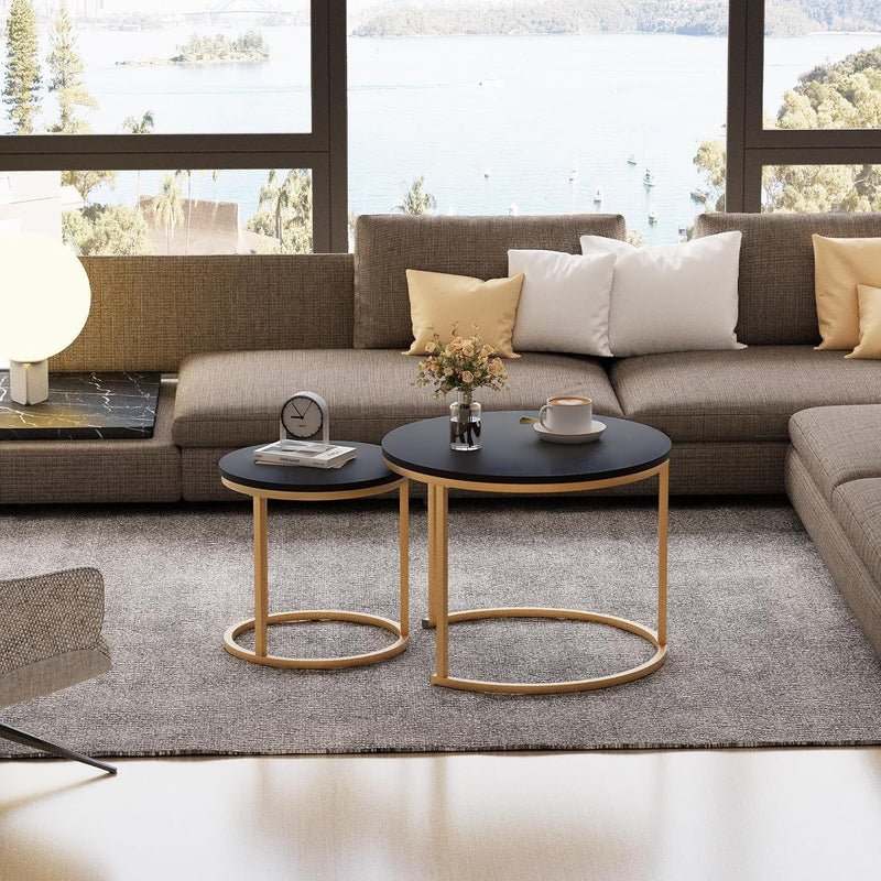 Round Coffee Tables End Table Nesting Side (Set of 2)