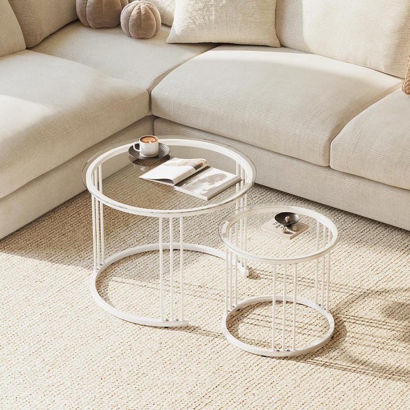 Round Coffee Tables End Table Nesting Side (Set of 2)