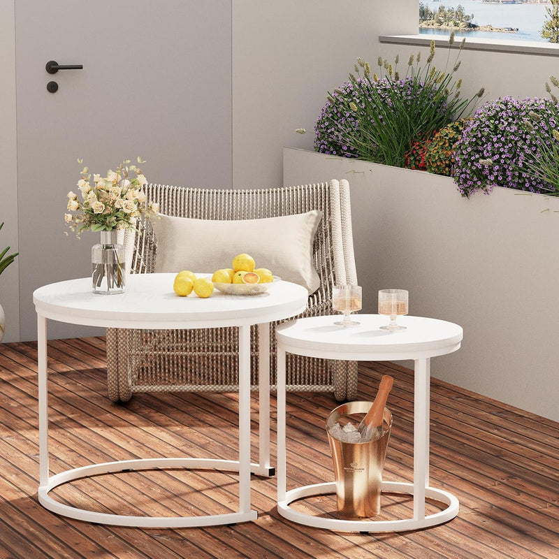 Round Coffee Tables End Table Nesting Side (Set of 2)
