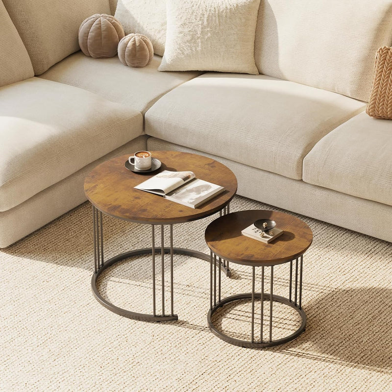 Round Coffee Tables End Table Nesting Side (Set of 2)