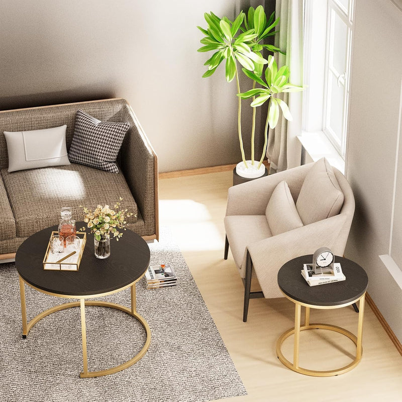 Round Coffee Tables End Table Nesting Side (Set of 2)