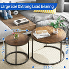 Round Coffee Tables End Table Nesting Side (Set of 2)