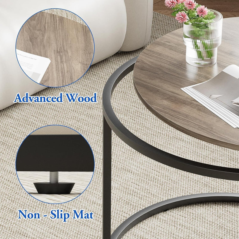 Round Coffee Tables End Table Nesting Side (Set of 2)