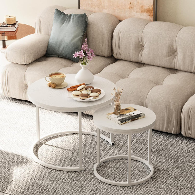 Round Coffee Tables End Table Nesting Side (Set of 2)