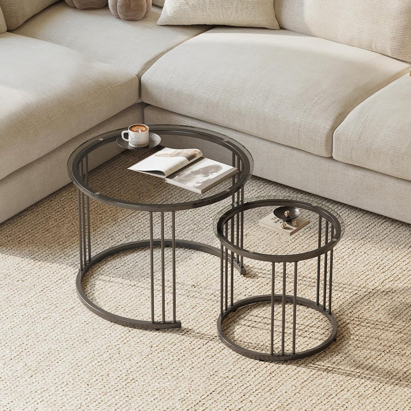 Round Coffee Tables End Table Nesting Side (Set of 2)