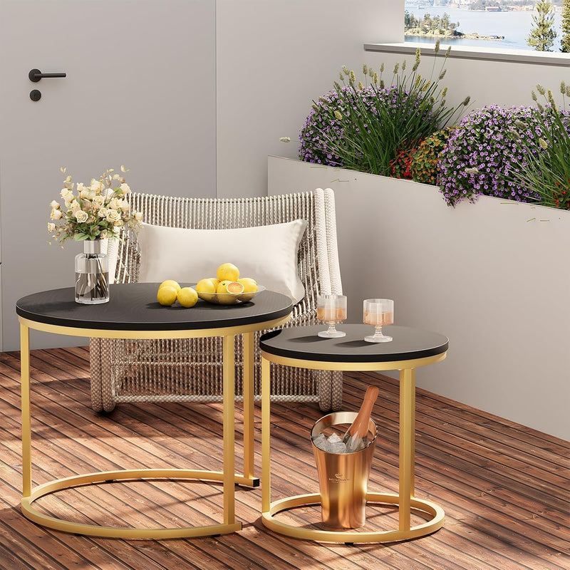 Round Coffee Tables End Table Nesting Side (Set of 2)