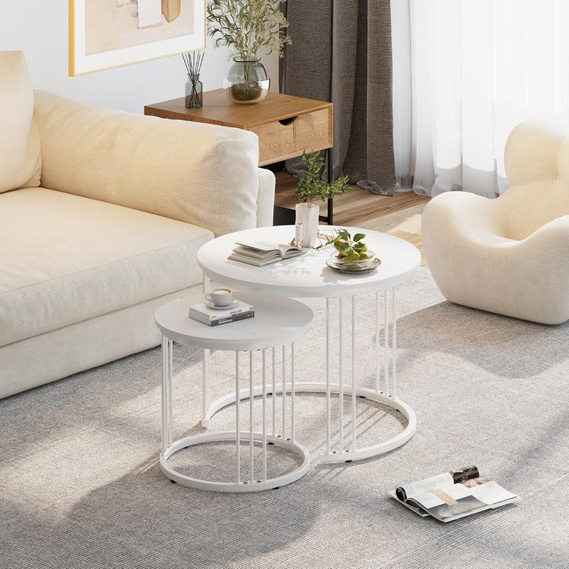 Round Coffee Tables End Table Nesting Side (Set of 2)