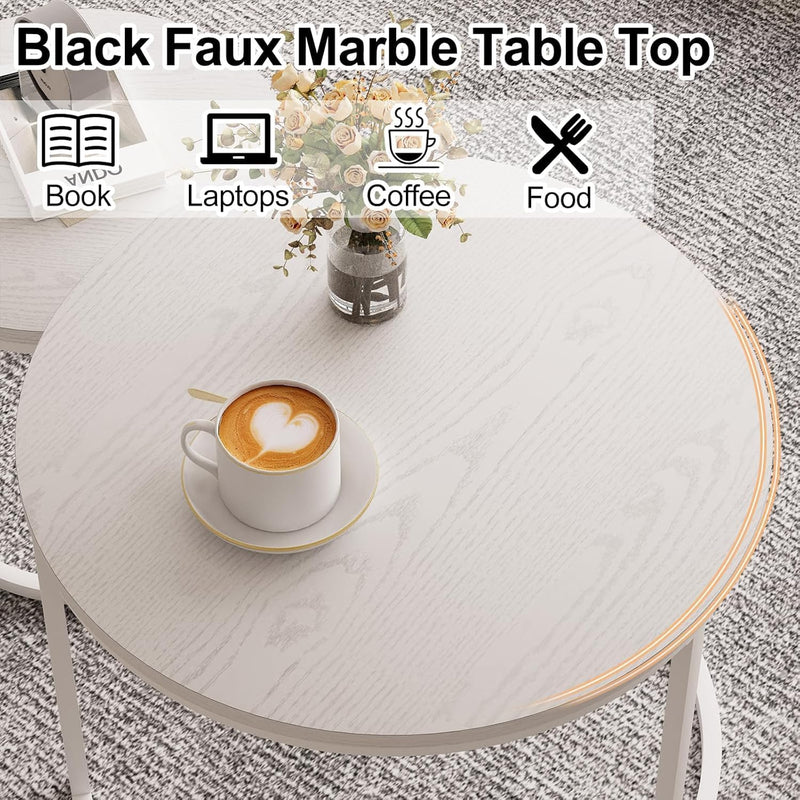 Round Coffee Tables End Table Nesting Side (Set of 2)