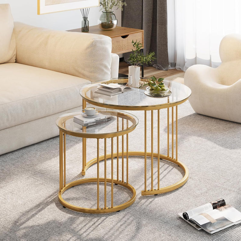 Round Coffee Tables End Table Nesting Side (Set of 2)