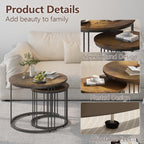 Round Coffee Tables End Table Nesting Side (Set of 2)