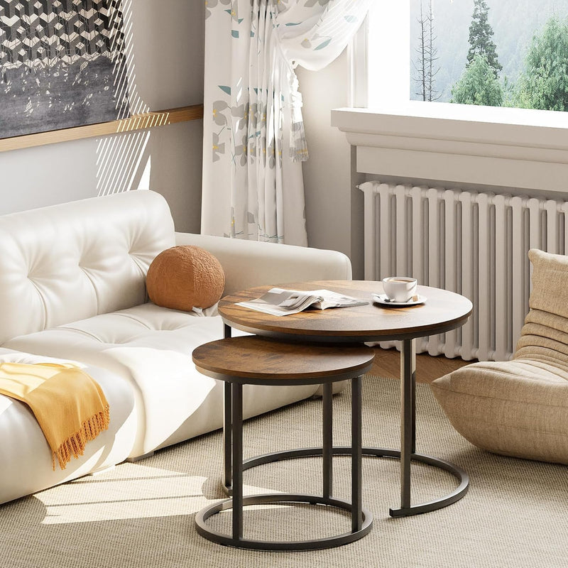 Round Coffee Tables End Table Nesting Side (Set of 2)