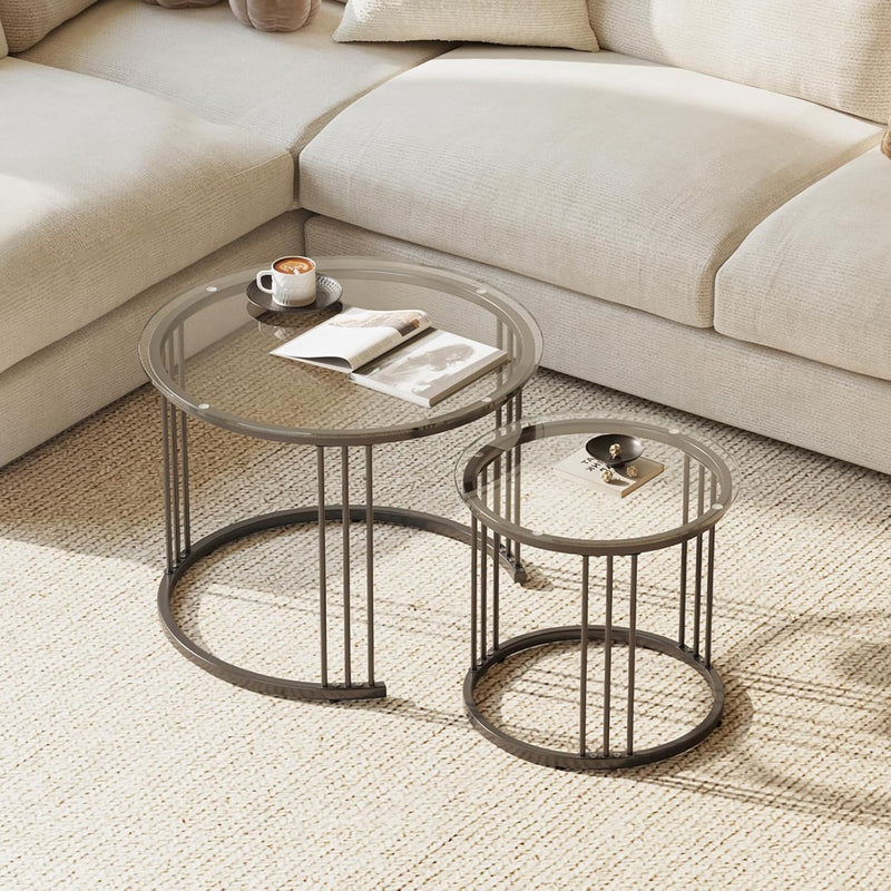 Round Coffee Tables End Table Nesting Side (Set of 2)