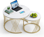 Round Coffee Tables Nesting for Living Room Multi-Functional (Set of 2)