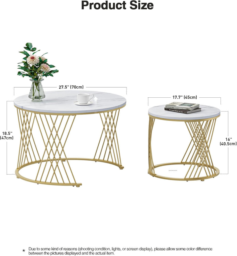 Round Coffee Tables Nesting for Living Room Multi-Functional (Set of 2)