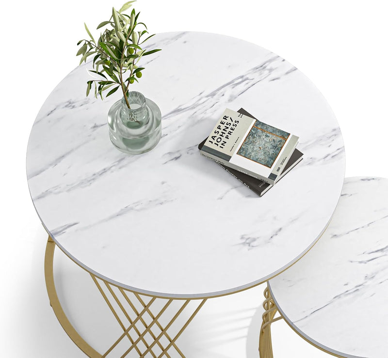 Round Coffee Tables Nesting for Living Room Multi-Functional (Set of 2)