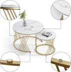 Round Coffee Tables Nesting for Living Room Multi-Functional (Set of 2)