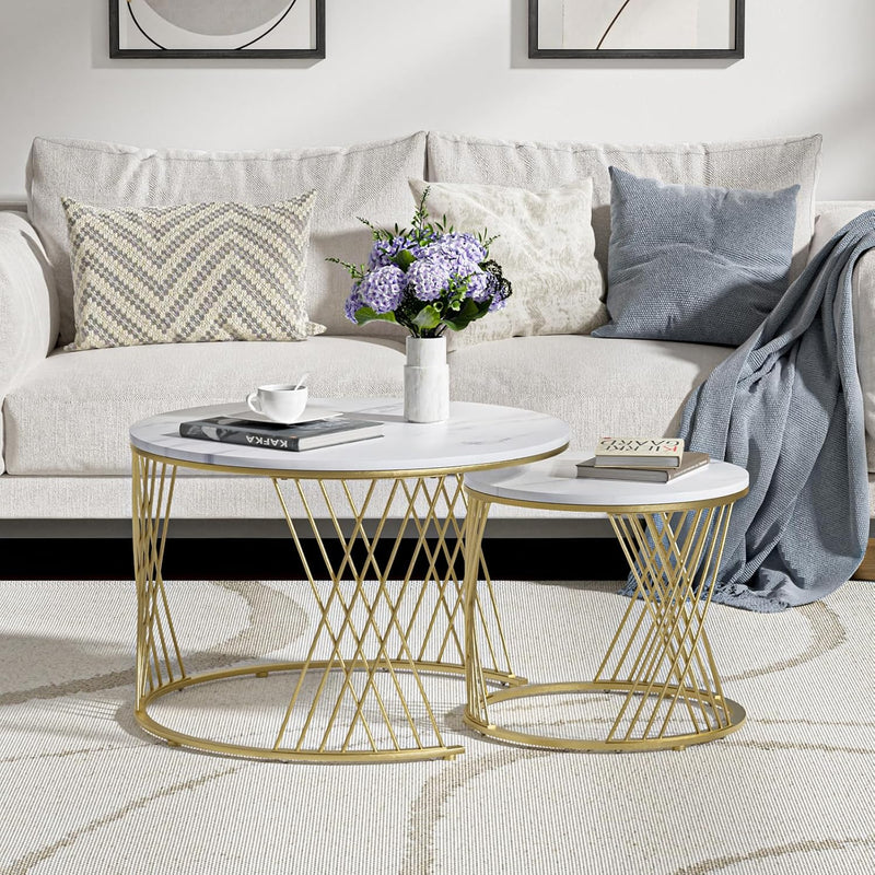 Round Coffee Tables Nesting for Living Room Multi-Functional (Set of 2)