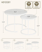 Round Coffee Tables Removable End Table Nesting (Set of 2)