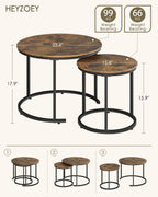 Round Coffee Tables Removable End Table Nesting (Set of 2)