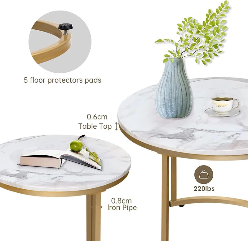 Round Coffee Tables Removable End Table Nesting (Set of 2)
