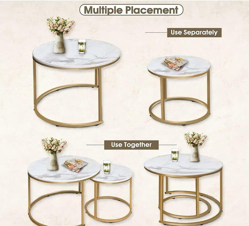 Round Coffee Tables Removable End Table Nesting (Set of 2)