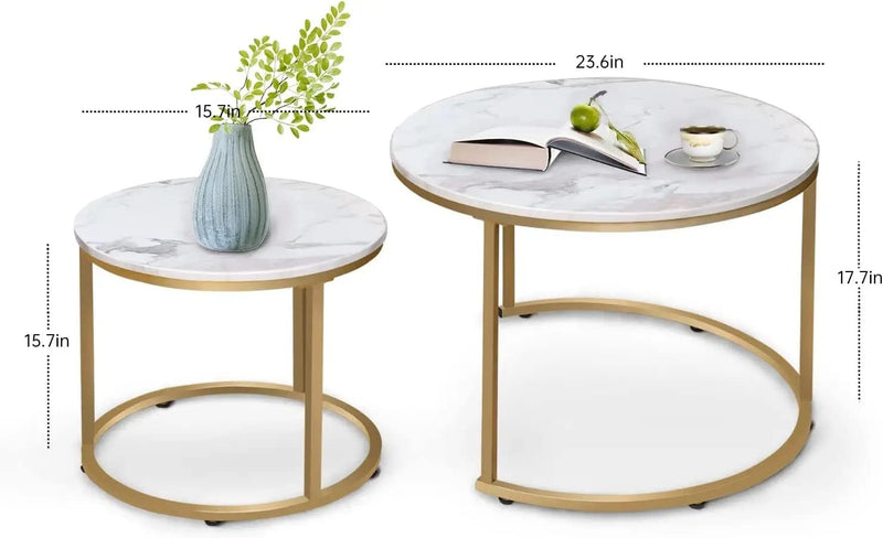 Round Coffee Tables Removable End Table Nesting (Set of 2)