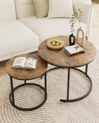 Round Coffee Tables Removable End Table Nesting (Set of 2)