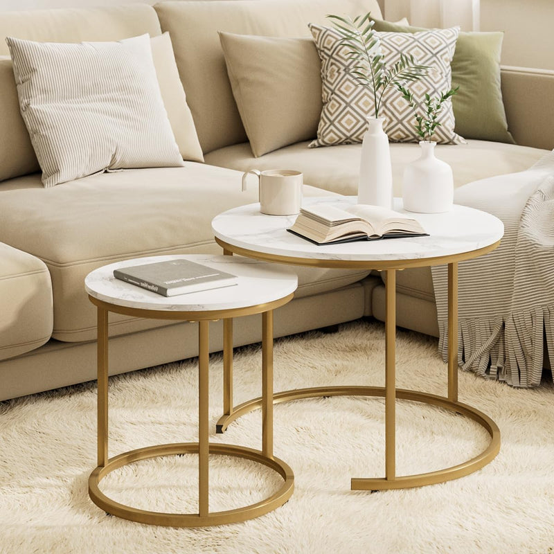 Round Coffee Tables Removable End Table Nesting (Set of 2)