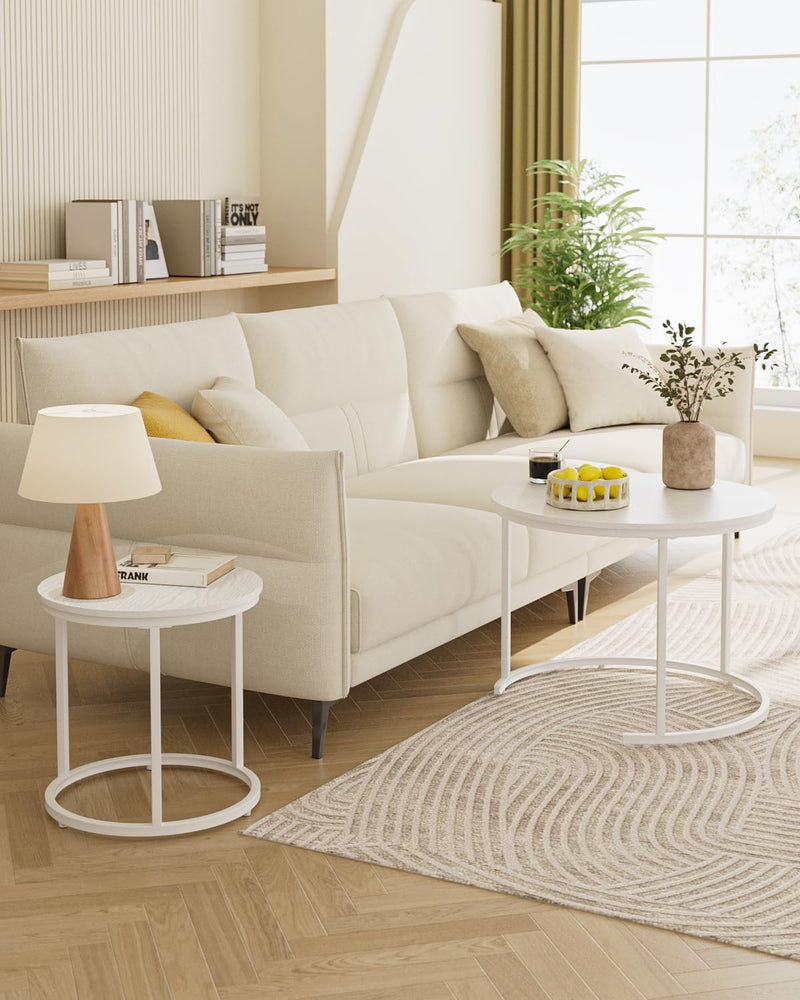 Round Coffee Tables Removable End Table Nesting (Set of 2)